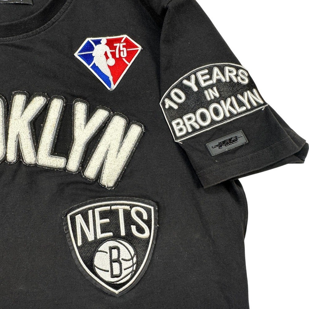 Pro Standard Brooklyn Nets NBA 75th Anniversary Shirt Black‎ Mens Large Patches